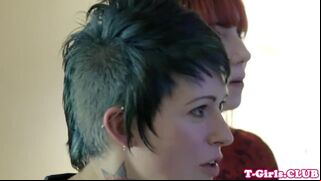 Inked Transgirl Straponfucked by Redhead Babe